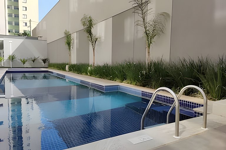 M02 Flat aconchegante com piscina, 100m metrô Brás